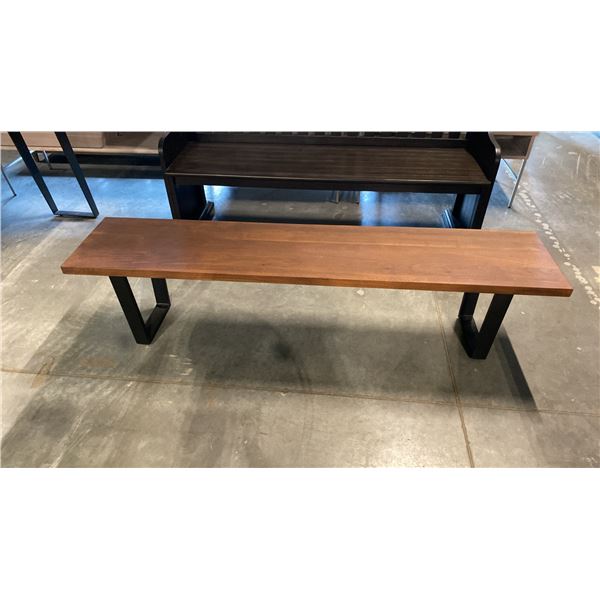 SOLID ACACIA WITH BLACK METAL LEGS DINING BENCH APPROX 71"L X 15"W