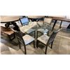 Image 1 : CHROME/ACRYLIC BASE GLASS TOP APPROX 47" ROUND DINETTE TABLE WITH 4 CHAIRS