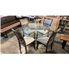 Image 2 : CHROME/ACRYLIC BASE GLASS TOP APPROX 47" ROUND DINETTE TABLE WITH 4 CHAIRS