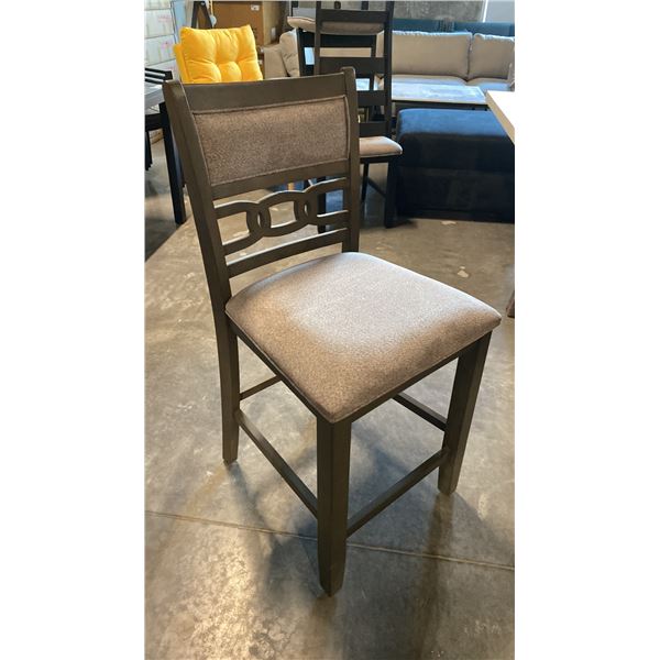 1 TONE GREY ON GREY COUNTER HEIGHT DINING CHAIRS