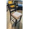 Image 3 : PAIR OF BLACK WITH GREY UPHOLSTERED COUNTER HEIGHT DINING CHAIRS