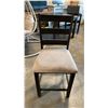 Image 2 : PAIR OF BLACK WITH GREY UPHOLSTERED COUNTER HEIGHT DINING CHAIRS
