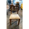 Image 2 : SOLID ACACIA DINING CHAIR WITH BEIGE UPHOLSTERED SEAT