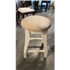 Image 1 : 1 SWIVEL COUNTER HEIGHT STOOL- BEIGE WITH WHITE ANTIQUE LEGS