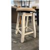 Image 3 : 1 SWIVEL COUNTER HEIGHT STOOL- BEIGE WITH WHITE ANTIQUE LEGS