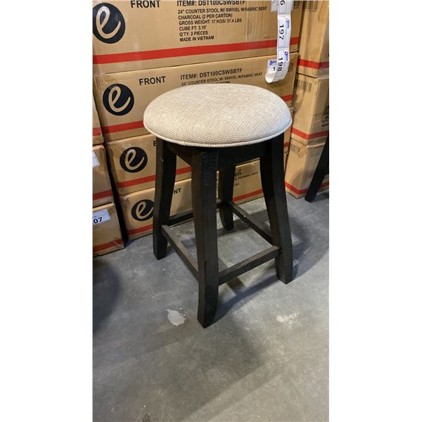 1 SWIVEL COUNTER HEIGHT STOOL- BEIGE WITH DARK BROWN LEGS