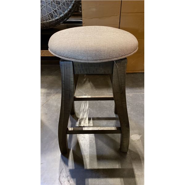 1 SWIVEL COUNTER HEIGHT STOOL - BEIGE WITH WEATHERED GREY LEGS