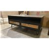 Image 2 : SOLID ACACIA ANTIQUE BLACK FINISH WITH CANE FRONT DRAWERS COFFEE TABLE
