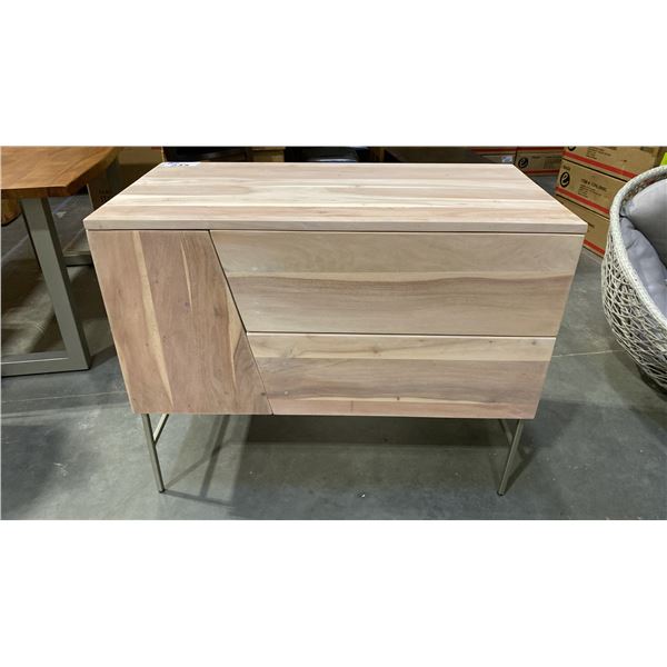 2 DRAWER 1 DOOR WHITE WASHED SOLID ACACIA 39" CONSOLE/VANITY/SIDEBOARD/TV STAND