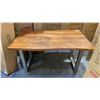 Image 1 : SOLID ACACIA LIVE EDGE DESK/CONDO DINING TABLE, SILVER TUBED LEGS