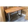 Image 2 : SOLID ACACIA LIVE EDGE DESK/CONDO DINING TABLE, SILVER TUBED LEGS