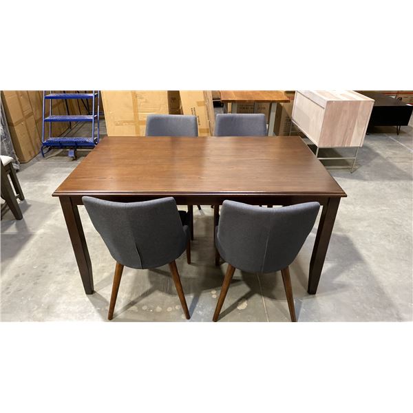 ESPRESSO WOOD DINING TABLE WITH 4 CHAIRS APPROX 36" X 60"