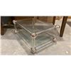 Image 2 : STAINLESS STEEL & LUCITE GLASS TOP COFFEE TABLE