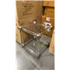 Image 2 : STAINLESS STEEL & LUCITE GLASS TOP END TABLE/SIDE TABLE