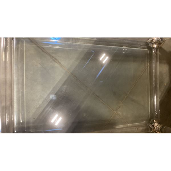 COFFEE TABLE GLASS BEVELED ROUNDED CORNERS APPROX 21.5"X 33" 1/4"THICK