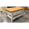 Image 3 : LIGHT GREY NATURAL WOOD TOP CONDO COFFEE TABLE APPROX 34" X 22"