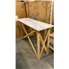 Image 2 : WHITE MARBLE TOP WOOD BASE HALL/CONSOLE TABLE APPROX 44" X 16"