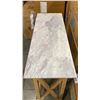 Image 3 : WHITE MARBLE TOP WOOD BASE HALL/CONSOLE TABLE APPROX 44" X 16"