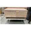 Image 1 : SOLID ACACIA 4 DRAWER WITH BOTTOM SHELF METAL LEGS WASHED WHITE FINISH SIDEBOARD/CREDENZA/VANITY/TV
