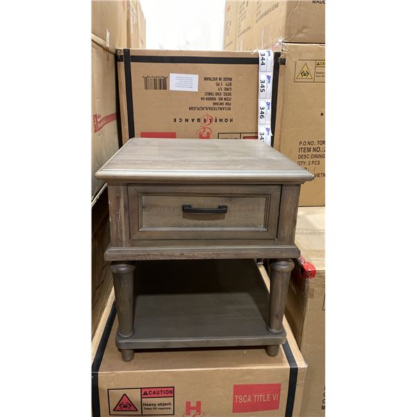 GREY SINGLE DRAWER 1 SHELF END TABLE/NIGHT STAND