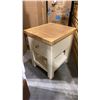 Image 3 : SINGLE DRAWER ANTIQUE WHITE/NATURAL WOOD LAMP TABLE 16" X 14"