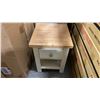 Image 2 : SINGLE DRAWER ANTIQUE WHITE/NATURAL WOOD LAMP TABLE 16" X 14"