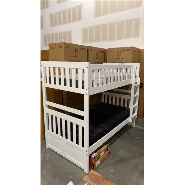 TWIN/TWIN WHITE BUNK BED SET  *MATTRESSES NOT INCLUDED*