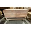 Image 3 : SOLID ACACIA 4 DRAWER WITH BOTTOM SHELF METAL LEGS WASHED WHITE FINISH TV STAND APPROX 20" X 39"