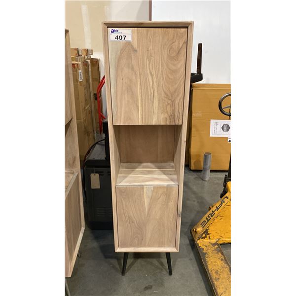 WASHED SOLID ACACIA 2 DOOR JAM CUPBOARD/HALL CABINET APPROX 16"X 14"X 61"H
