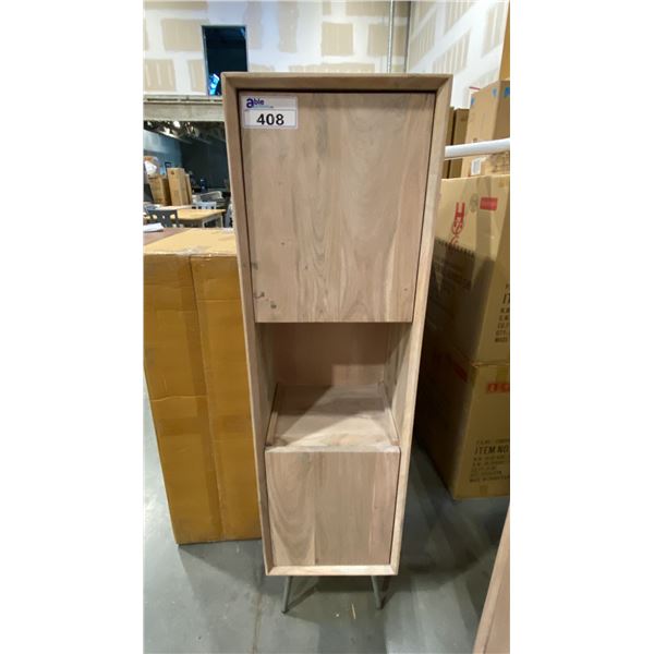 WASHED SOLID ACACIA 2 DOOR JAM CUPBOARD/HALL CABINET APPROX 16"X 14"X 61"H