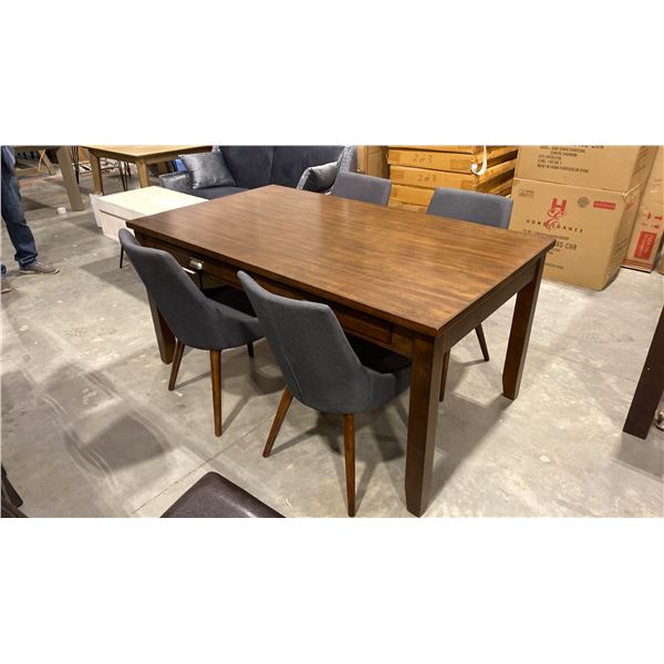 ESPRESSO DINING TABLE WITH 4 DRAWERS APPROX 66" X 38" & 4 CHAIRS