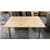 Image 1 : SOLID PINE DINING TABLE WITH BLACK METAL LEGS APPROX 60" X 36"