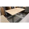 Image 2 : SOLID PINE DINING TABLE WITH BLACK METAL LEGS APPROX 60" X 36"