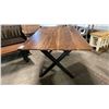 Image 2 : SOLID ROSEWOOD WITH BLACK METAL BASE DINING TABLE APPROX 60" X 36"