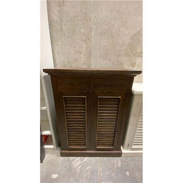 SOLID WOOD ESPRESSO CABINET 2 DRAWER, 2 DOOR APPROX 36"W X 16"D X 48"H