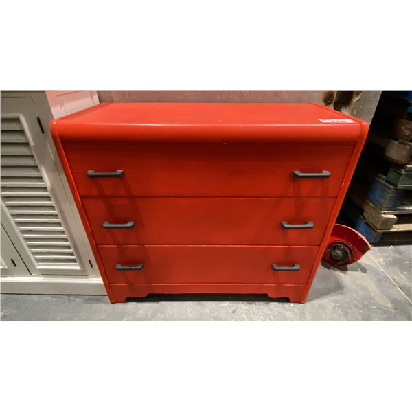 ORANGE 3 DRAWER CHEST APPROX 38"W X 17"D X 35"H