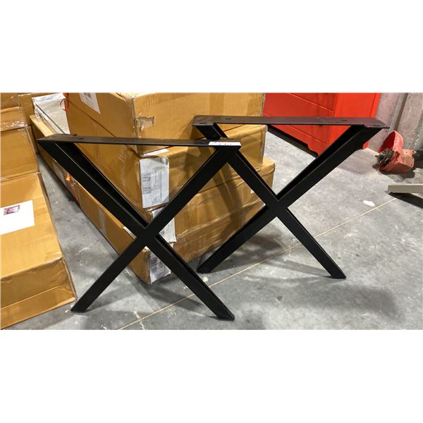 PAIR OF BLACK IRON X DINING TABLE LEGS