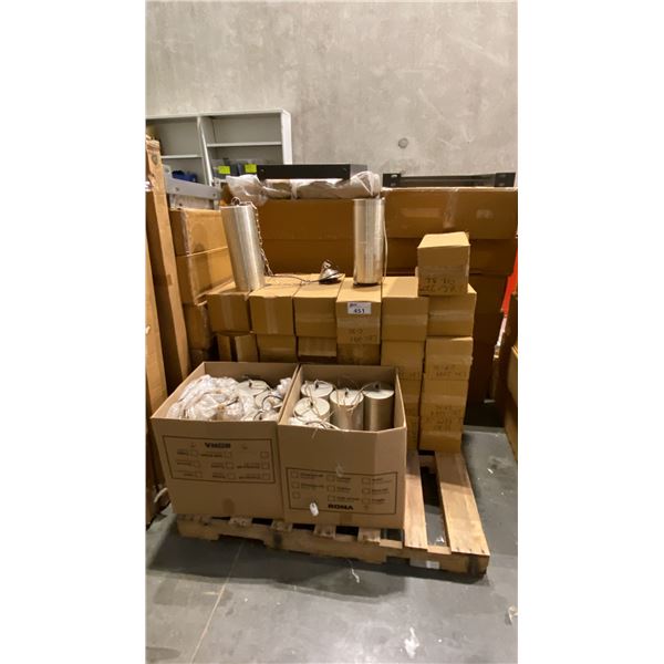 PALLET OF SILVER HANGING AND TABLE LAMPS APPROX 37 PCS