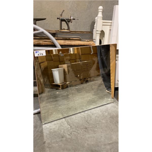 WHITE WASHED ACACIA FRAMED MIRROR APPROX 32" X 39"