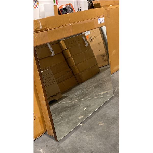 WALNUT ACACIA FRAMED MIRROR APPROX 35" X 32"