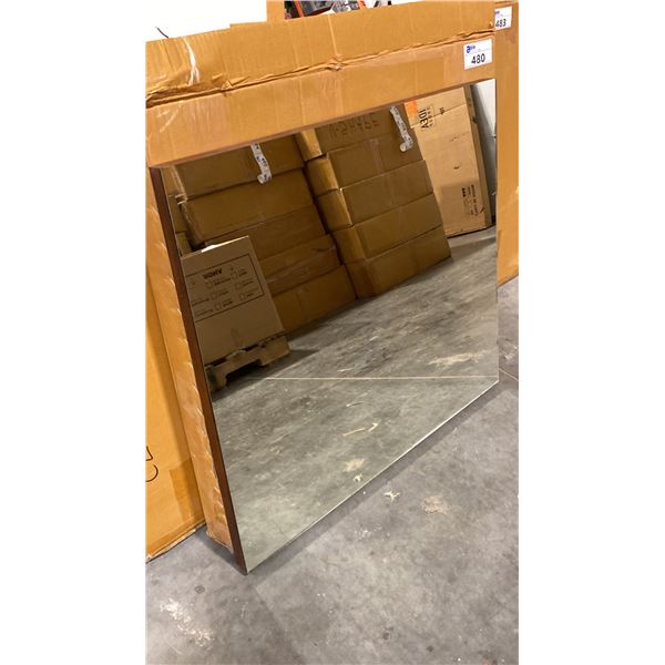 WALNUT ACACIA FRAMED MIRROR APPROX 39" X 32"