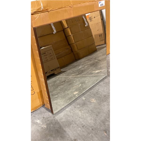 WALNUT ACACIA FRAMED MIRROR APPROX 39" X 32"