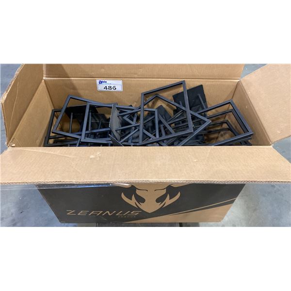 BOX OF BLACK METAL RETAIL DISPLAY STANDS