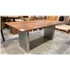 Image 1 : SOLID ROSEWOOD DINING TABLE WITH SILVER METAL LEGS APPROX 39" X 69"