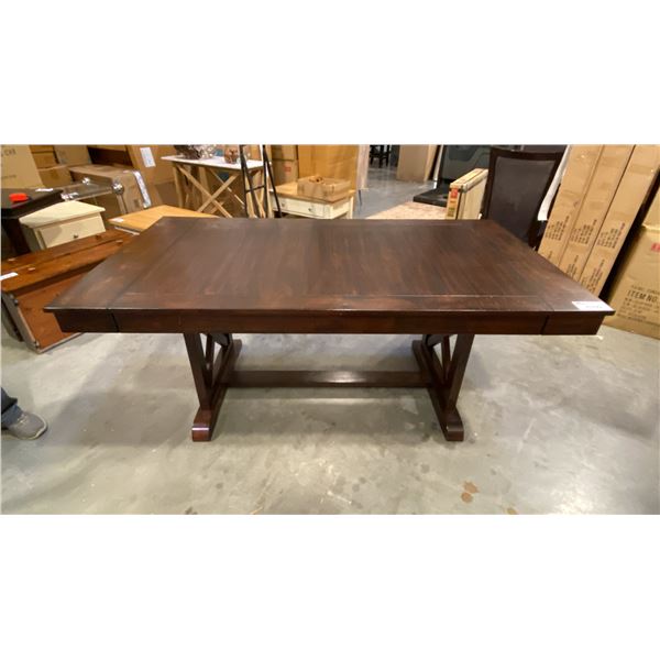 MANGO DISTRESSED ESPRESSO DOUBLE BUTTERFLY LEAF DINING TABLE APPROX 71" X 40"