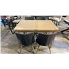 Image 5 : CONTEMPORARY DRIFTWOOD GREY DINING TABLE WITH BUTTERFLY LEAF & 4 CHAIRS APPROX 49"L X 34"D