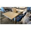 Image 2 : CONTEMPORARY DRIFTWOOD GREY DINING TABLE WITH BUTTERFLY LEAF & 4 CHAIRS APPROX 49"L X 34"D