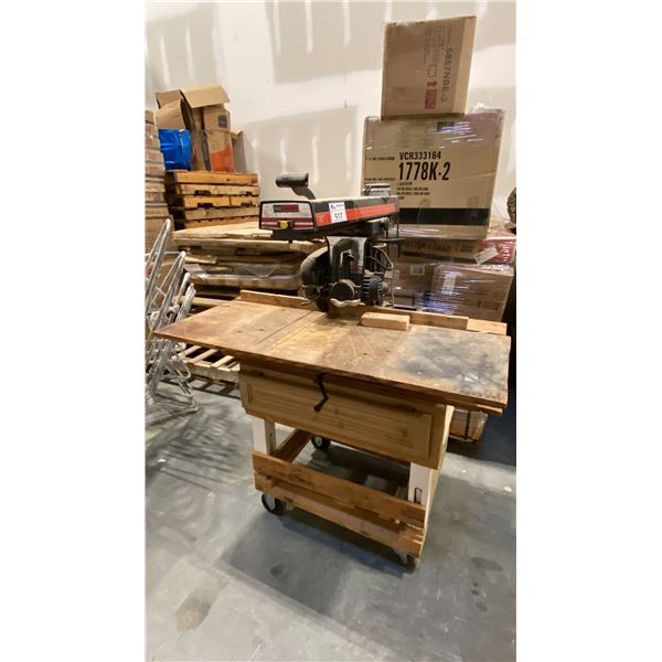 CRAFTSMAN 10" RADIAL ARM SAW ON MOBILE WOODEN CART