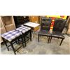 Image 1 : 2 COUNTER HEIGHT STOOLS, 2 VINYL PADDED CHAIRS & SMALL FOLDING TABLE