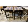 Image 3 : 2 COUNTER HEIGHT STOOLS, 2 VINYL PADDED CHAIRS & SMALL FOLDING TABLE